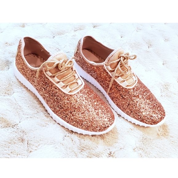 Herstyle Shoes New Rose Gold Glitter Fashion Sneakers Poshmark